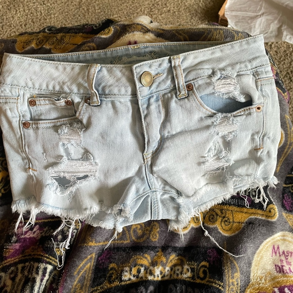 American Eagle Outfitters Blue Jean Shorts Distressed Style